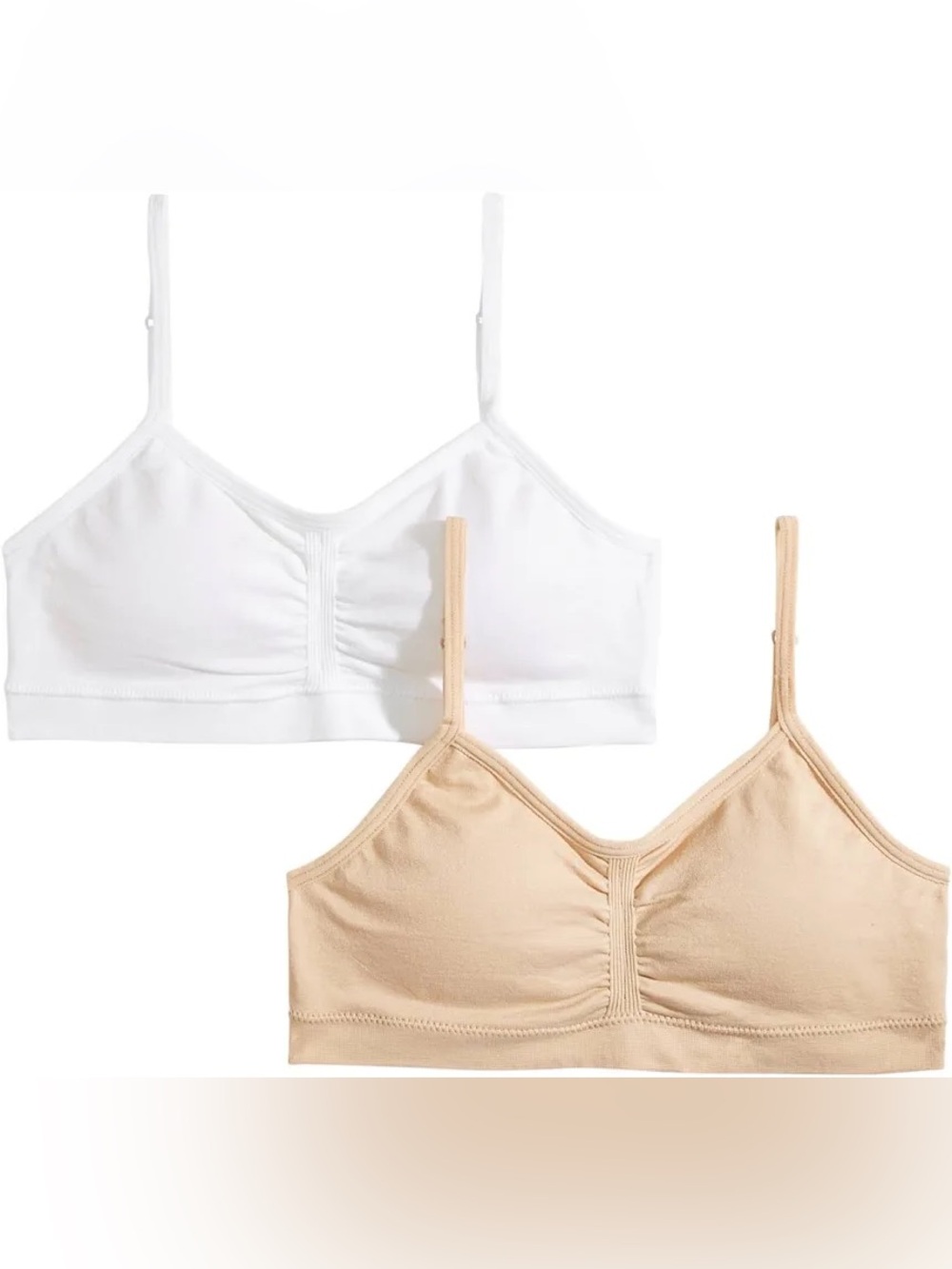 Maidenform Girls' 2-Pack Bralettes in White and Nude